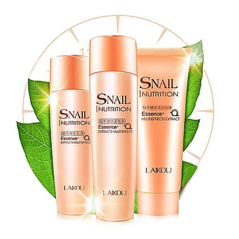 LAIKOU 3 шт./лот набор для ухода за кожей лица с улиткой в том числе Snail Essence глубокое