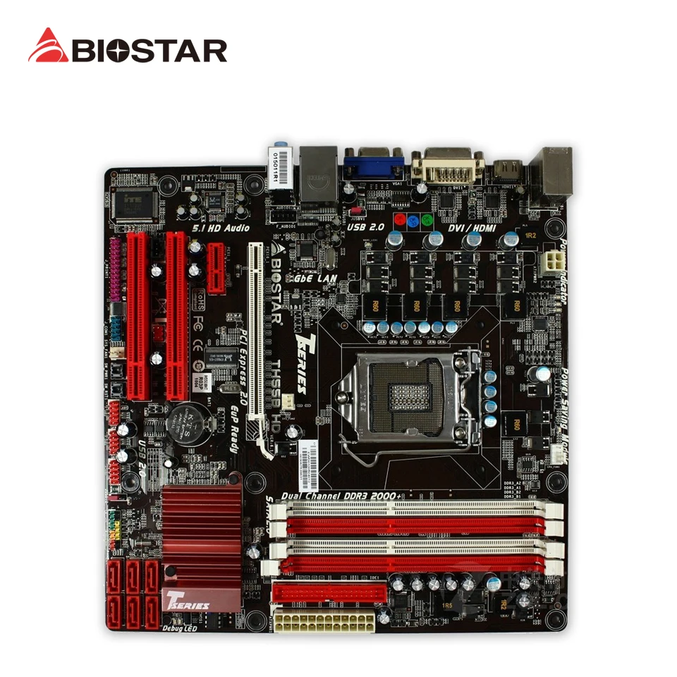 BIOSTAR TH55B HD Original Used Desktop Motherboard H55 LGA 1156 DDR3 16G SATA2 USB2.0 Micro ATX h55 atx lga 1156 computer motherboard w vga usb 2 0 pci multicolored