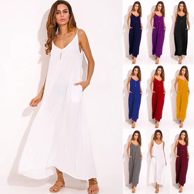ZANZEA 2018 Summer Vestidos Women Dress Boho Strapless V-neck Sleeveless Baggy Long Maxi Dresses Sexy Beach Sundress Robe Femme 1