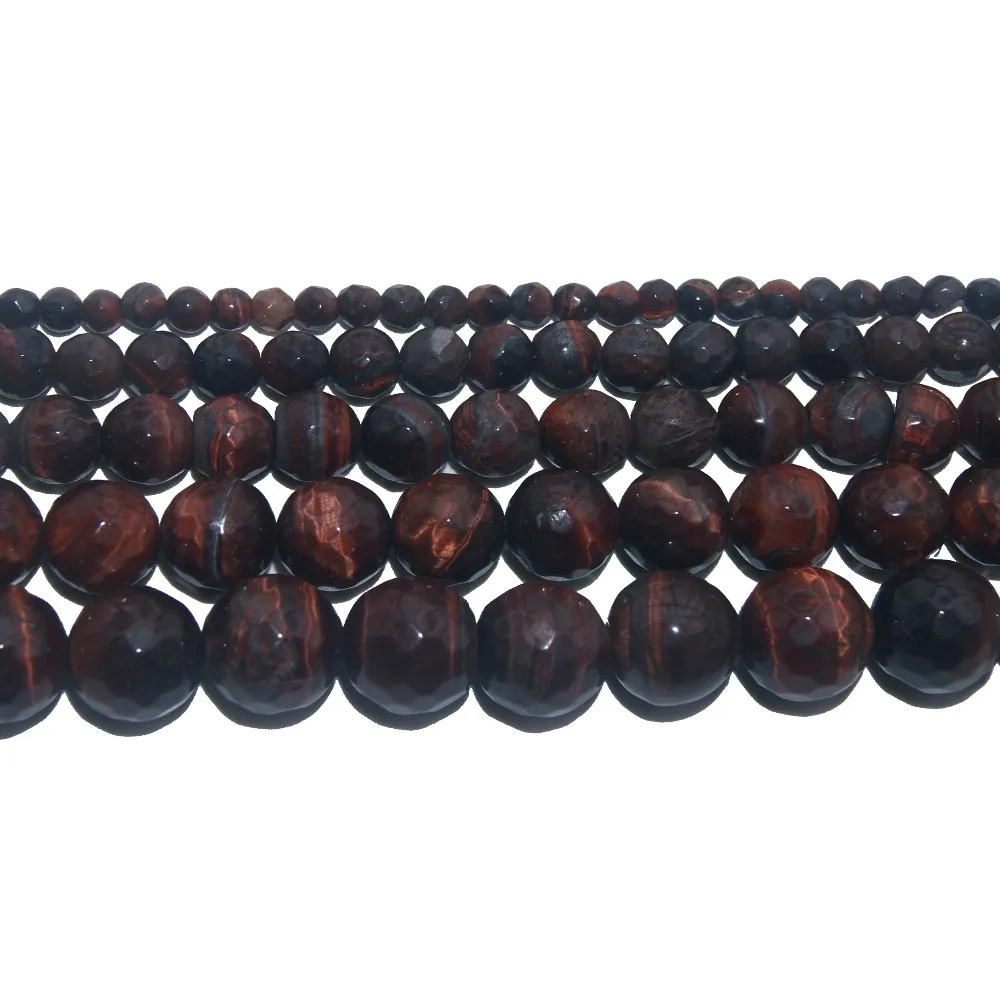 

Wholesale Faceted Natural Stone Red Tiger Eye Round Beads 4 6 8 10 12 MM Pick Size For Jewelry Making DIY Bracelet Necklace