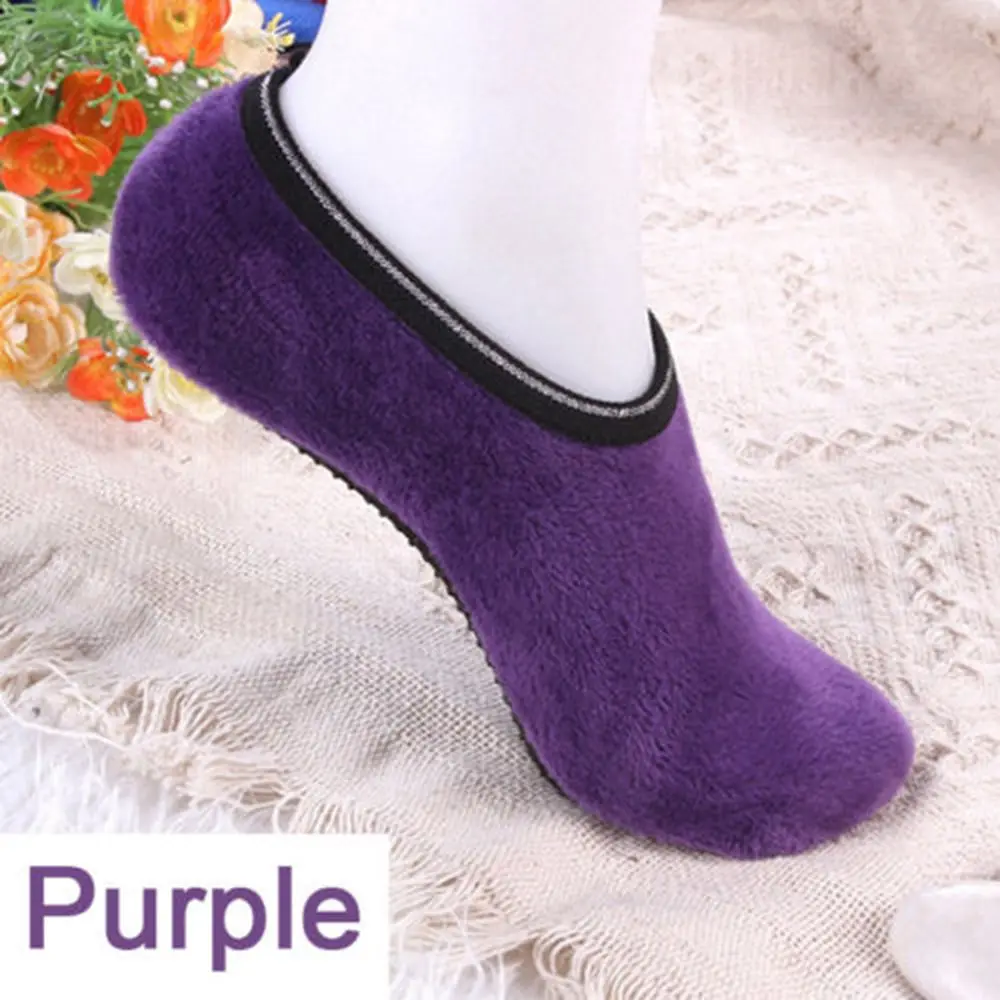 Модные женские зимние домашние носки-тапочки Нескользящие мягкие теплые Нескользящие бархатные носки-следки