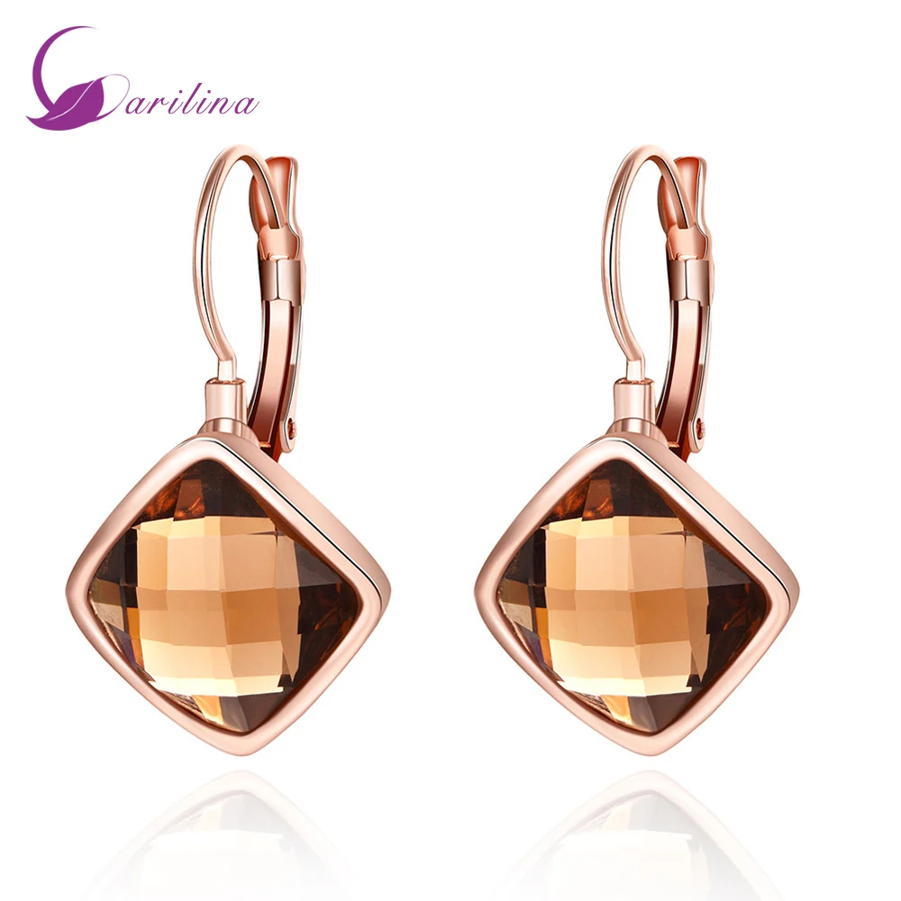 

2016 trendy Earrings Brown topaz Rose gold Plated Clip earrings fashion jewelry for women E2026