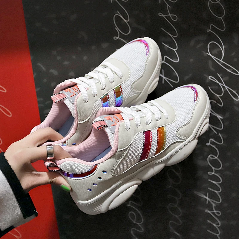 

CAMTOO Women Sneakers 2019 Fashion Sneaker Casual Shoes Breathable Mesh Ladies Casual Shoes Platform Flat Chaussures Femme