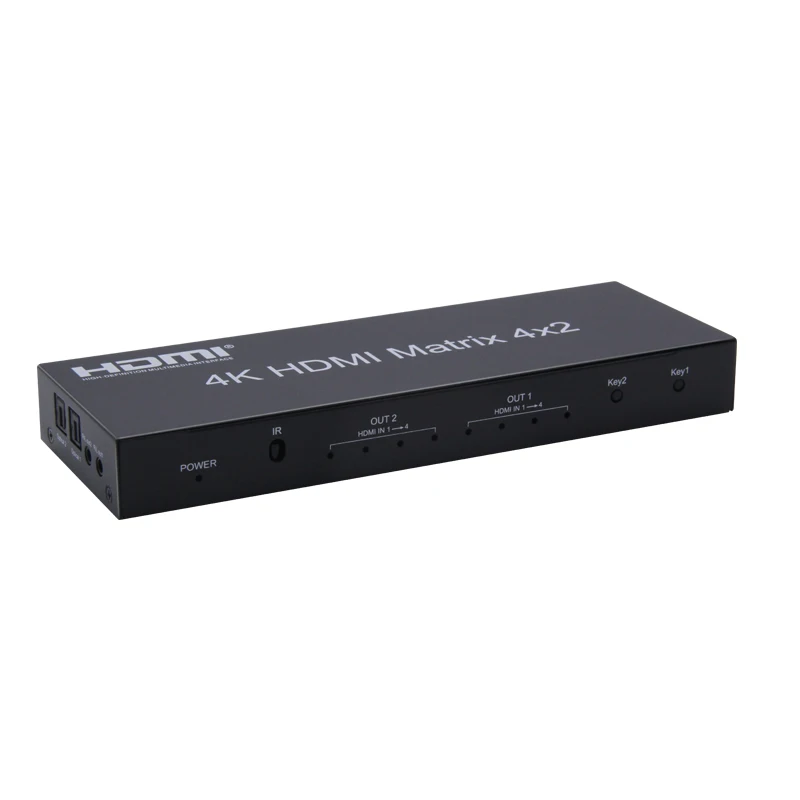 4K x 2K HDMI матричный коммутатор 4x2 HDMI разветвитель с 2 оптическими и стерео выходами с ИК-пультом с поддержкой HDMI V1.4/3D