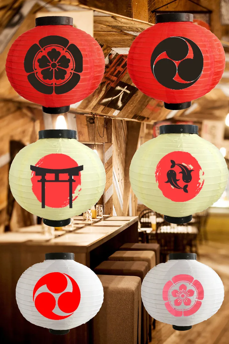 Круглый Фонари уличная Непромокаемая ткань японский светильник для ресторанов рекламные фонари декор для ресторана