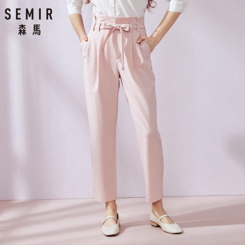 Брюки SEMIR женские бумажные до щиколотки со съемным поясом и косым карманом
