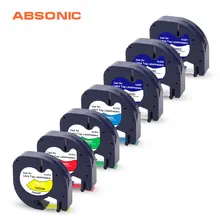 Absonic 7 пакет 91201 совместимый Dymo LetraTag клейкие ленты 12 мм 91330 16952 91331 91332 Смешанные цветная этикетка кассета для Dymo LetraTag lt-100h