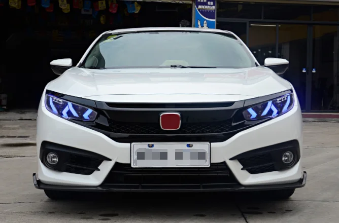 2 шт. светодиодный фары для Honda Civic- Автомобильный светодиодный свет двойной ксеноновые линзы автомобильные аксессуары Габаритные огни противотуманных фар