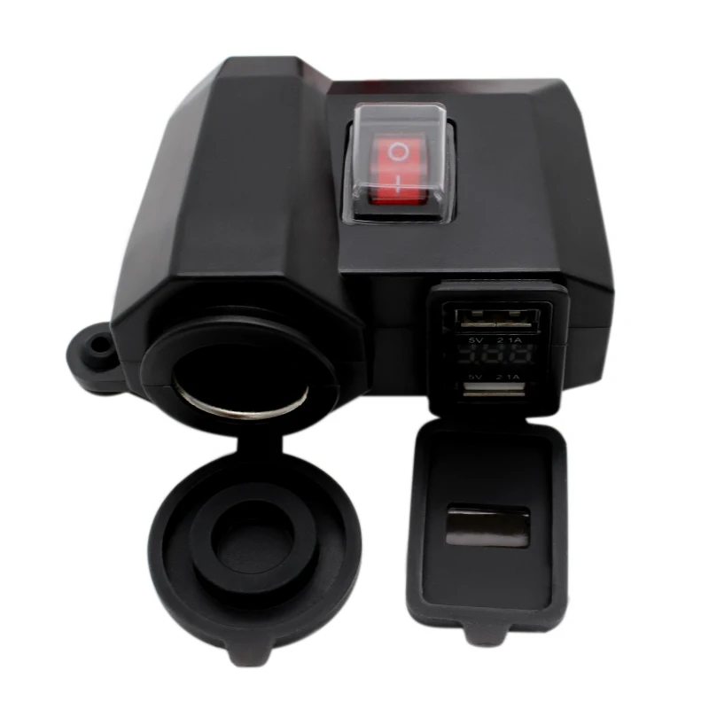 Dual USB Port 12V Waterproof Motocross Motorcycle Handlebar Charger Led 5V 1A 2.1A Adapter Power Supply Socket for Phone Mobile