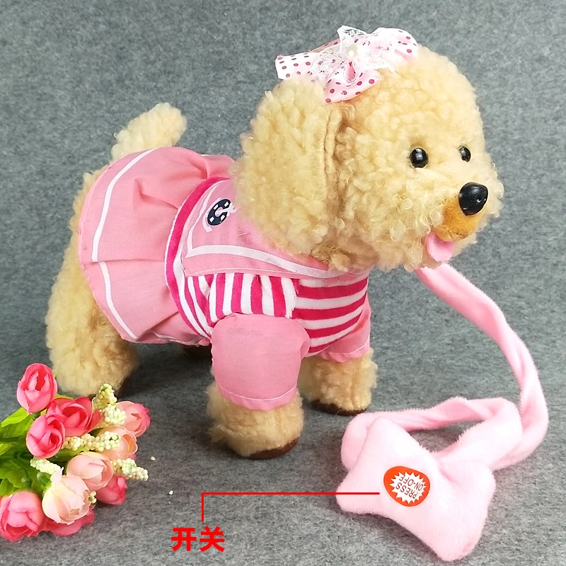 Eletrônico do Cão de Estimação Brinquedos para Crianças Cão de Pelúcia Carregamento Andando Musical Trela Cão Chamado Música Elétrica Brinquedo Interativo Usb 33cm 24 Brinquedos e hobbies