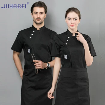 

Short-sleeved Chef Jacket Uniform Hotel Overalls Unisex Summer Short-sleeved Breathable Baking Catering Restaurant Overalls