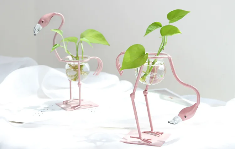 

1PC Flamingo Table Party Decoration Event Party Flower Pots Water Culture Scindapsus Container Room Decor. Flower Vase JL 203