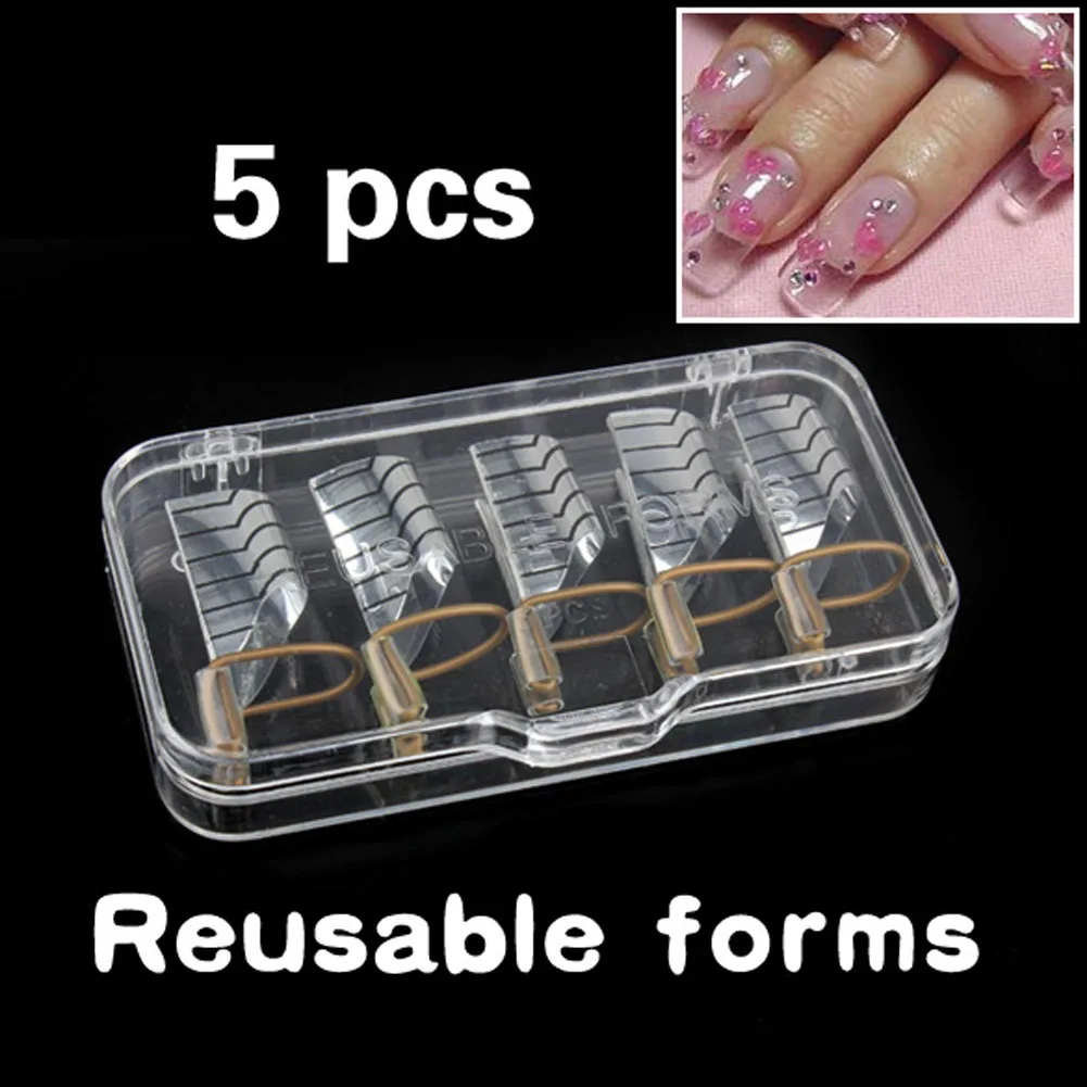 

Professional Reusable Dual Nail Form 5pcs/set UV Gel Nail Art Tools Acrylic French Tips Reusable Art
