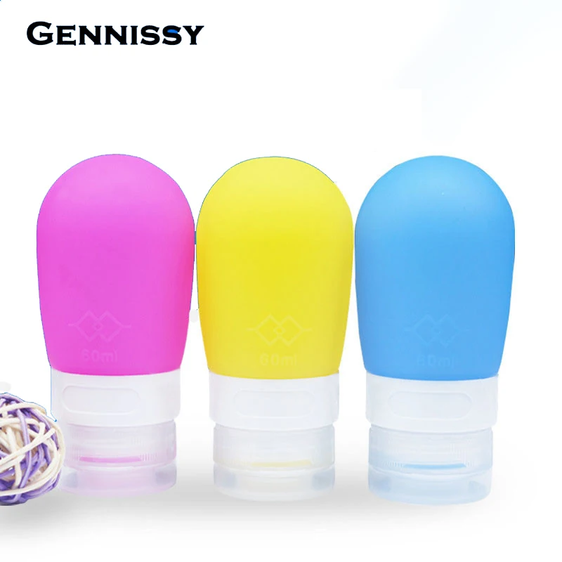 GENNISSY 3pcs/set Silicone Travel Bottles Squeezable & Refillable