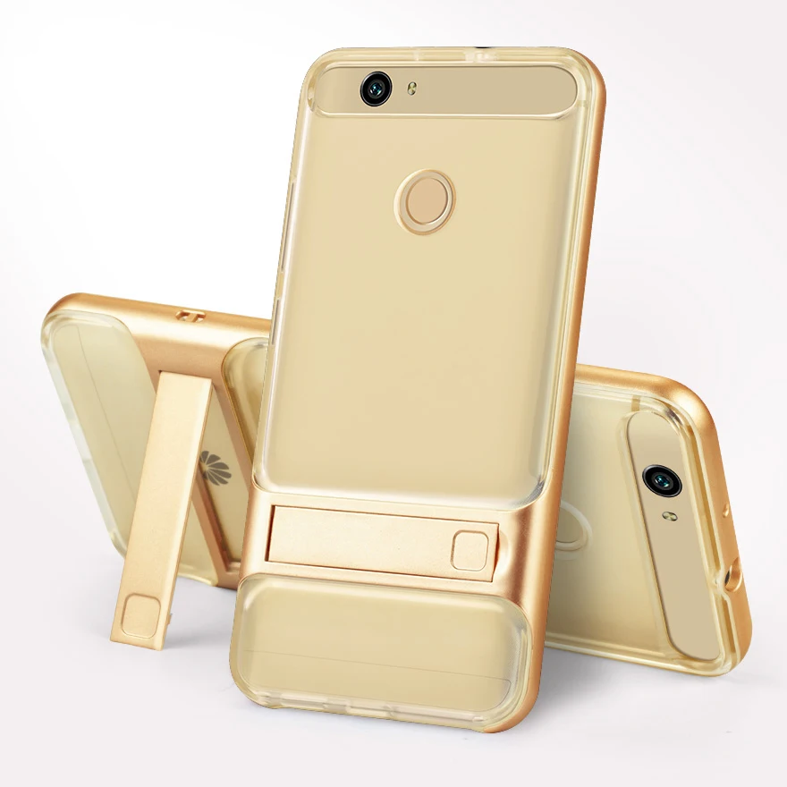 Роскошный 3D чехол-подставка для huawei Nova CAN-L11 CAZ-AL10, гибридный чехол, силиконовый чехол, 5,0 TPU+ PC 360, защитный чехол для мобильного телефона - Цвет: Crystal Gold