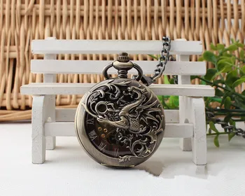 

Retro pocket watch double open semi automatic mechanical pocket watch high school Rome scale flip Pocket Watch