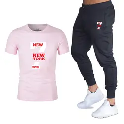 2019 новые летние Лидер продаж Для мужчин наборы футболки + Штаны комплекты из двух предметов Повседневное спортивный костюм мужской