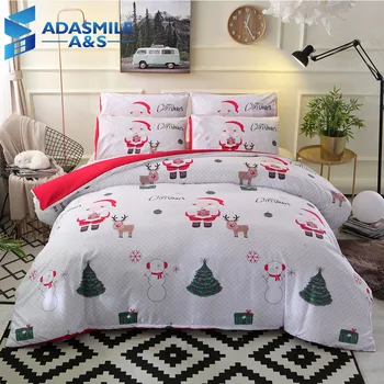 

Merry Christmas Santa Claus Elk Bedclothes Bed Linens Pillowcase 3pcs EU Double Cartoon Duvet Cover Set for Childrens Bed Decor
