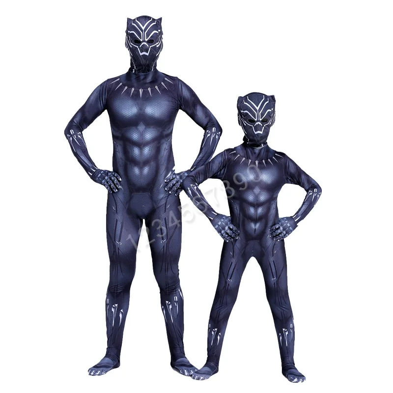 Comprare Bambini Black Panther Costume Ragazzo Adulto Uomini Nero Panther Bambini Cosplay Costume Tuta Della Tuta Costume di Halloween Per I Bambini