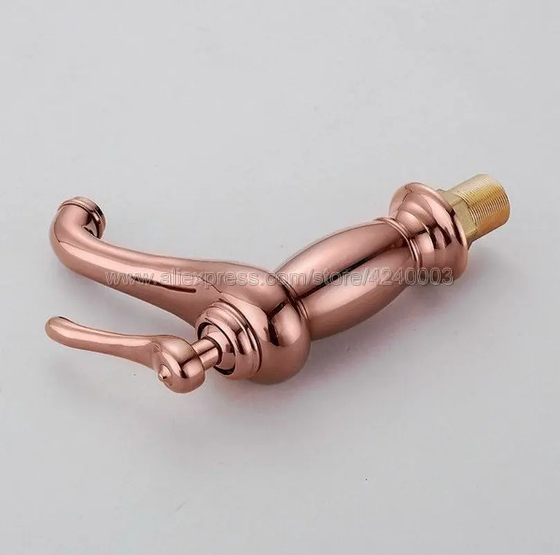 Rose Gold Brass Deck Mount Single Hole Bathroom Faucet Vanity Vessel Sinks Mixer Tap Cold And Hot Water Tap Kgf003 Rose Gold Brass Deck Mount Single Hole Bathroom Faucet Vanity Vessel Sinks Mixer Tap Cold And Hot Water Tap Kgf003