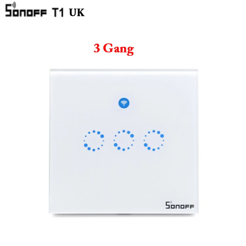 SONOFF T1 EU/UK ITEAD умный WiFi настенный светильник сенсорный выключатель беспроводной 2 банды сенсорный/WiFi/433 МГц RF/APP дистанционное управление Функция синхронизации - Цвет: UK 3GANG