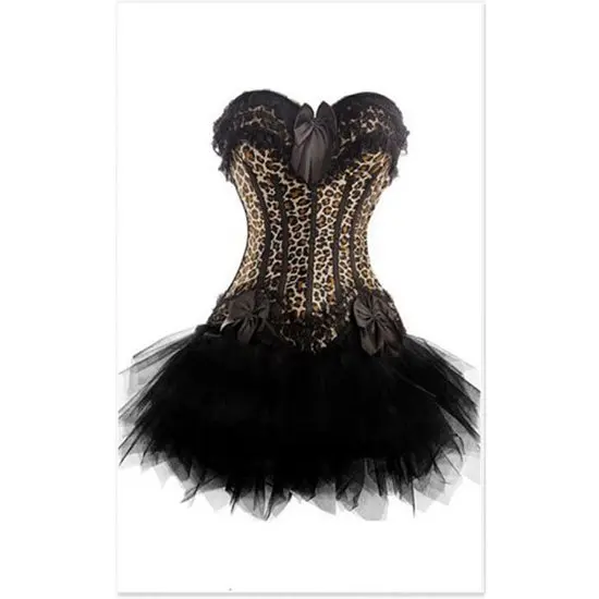 free shipping Burlesque dance costume showgirl costume leopard corset