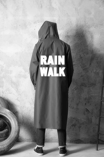 Adult Long Raincoat Men Women Alan Walker Pattern EVA Black Outdoor Hiking Travel Waterproof Hooded Rain Coat Poncho Umbrella - Цвет: 1