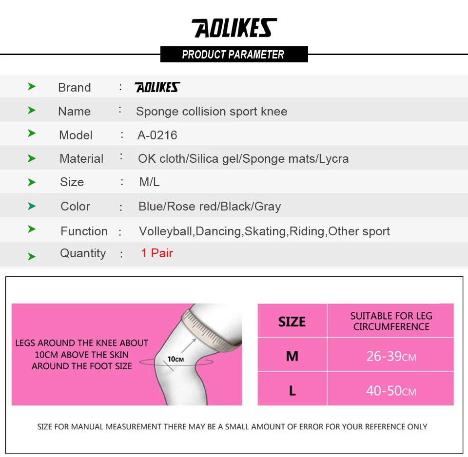 AOLIKES 2 шт./лот волейбольные наколенники плотная губка Спортивная поддержка Наколенники для баскетбола танец joelheira rodilleras протектор