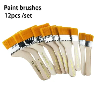 

12Pcs Nylon Hair Painting Brush Oil Watercolor Differeent Size Acrylic Paint Scrubbing Brushes