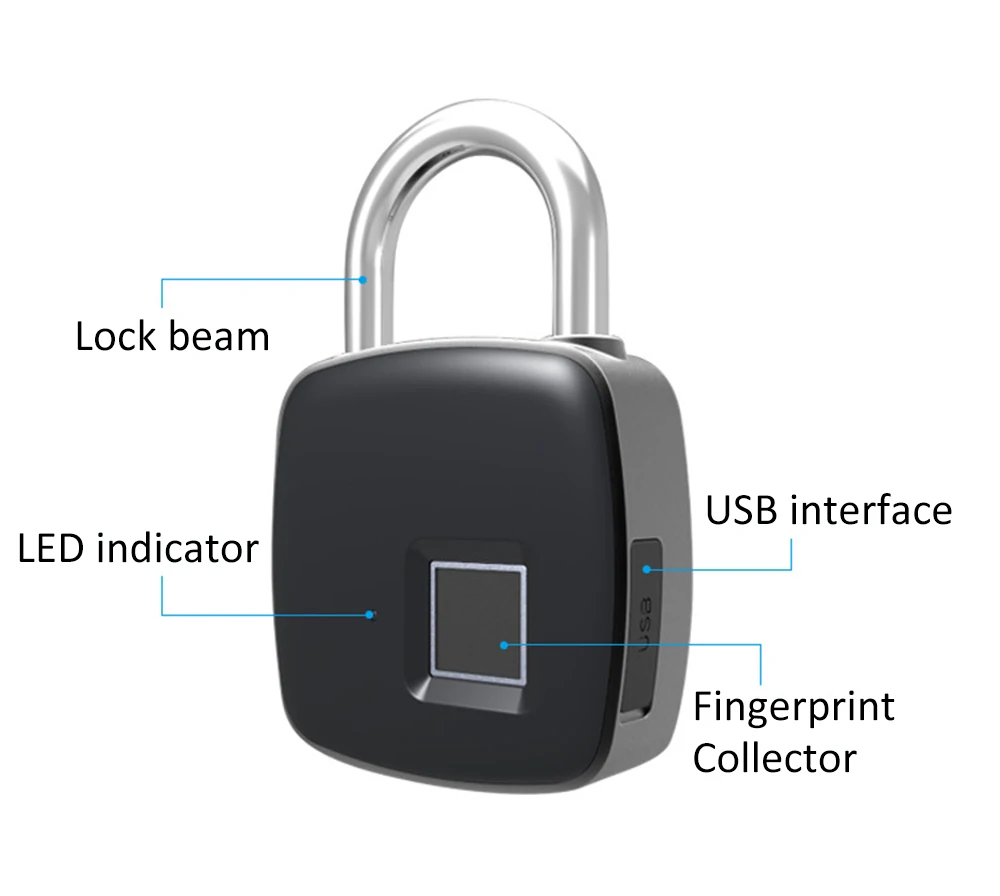 Смарт-fingerprint Lock USB Перезаряжаемые Smart замок без ключа IP65 Водонепроницаемый Anti-Theft замок безопасности двери Чемодан случае блокировки