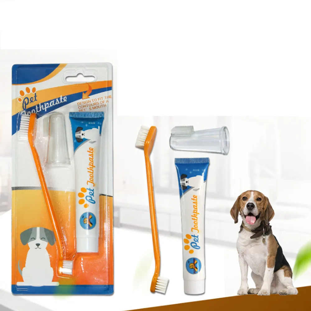 3pcs/Set Dog Edible Toothpaste Pet Little Dog Oral Care Cleaning Tool