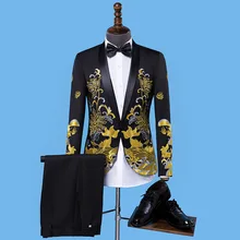 Мужские костюмы на осень и зиму, костюмы со стразами, костюмы с вышивкой для выпускного вечера, вечерние костюмы певицы, одежда для сцены, свадебные платья