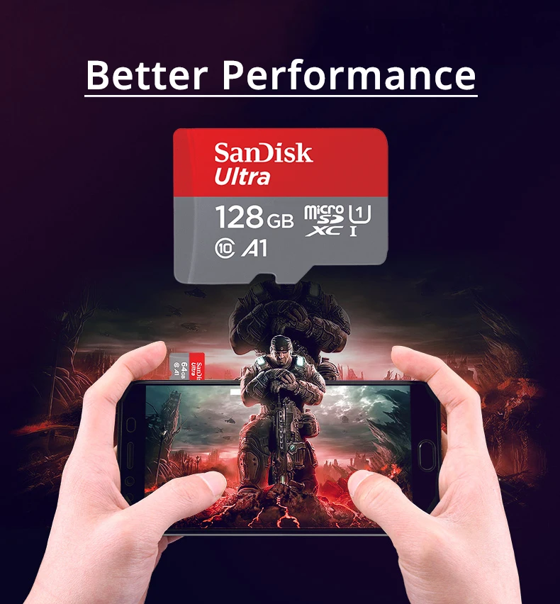 SanDisk 32 GB MicroSD 16 GB карта памяти 64 GB 128 GB TF карты U1 A1 Class10 UHS-I 200 GB 256 GB SDHC SDXC карт для смартфонов 100 МБ/с