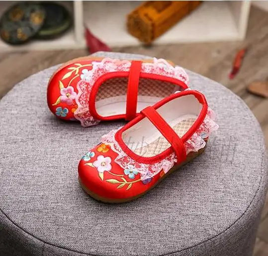 Детская обувь с вышивкой национальный ветер костюм в китайском стиле в стиле ретро; обувь для танцев - Цвет: 4