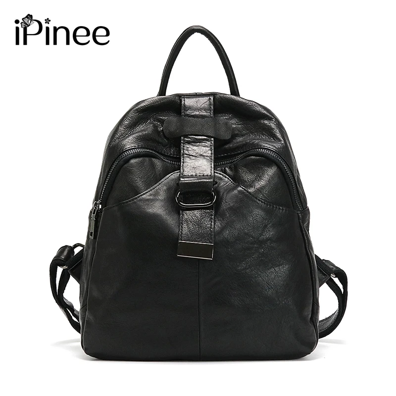 

iPinee Fashion Real Cowhide Patchwork Genuine Leather Backpacks For Teenage Girls School Bags