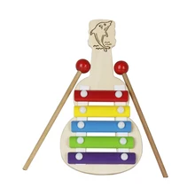 Гитара-shapeGlockenspiel 5 нот ксилофон Glockenspiel с 2 молотками музыкальная игрушка в подарок для детей Детская перкуссия инструмент