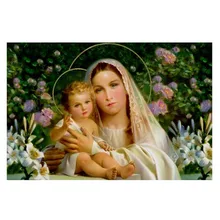 Diy Алмазная религиозная фигурка Девы Марии 5D Diy вышивка круглый кристалл смолы алмазы мозаика крестиком. Пользовательские фото