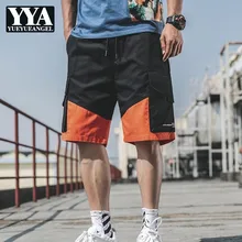 Модные мужские хлопчатобумажные шорты летние свободные повседневные шорты-карго корейские шорты с буквенным принтом с несколькими карманами длиной до колен