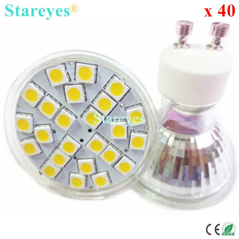 Бесплатная доставка 40 шт. SMD 5050 24 светодиода 5 Вт GU10 E27 MR16 AC120 220 В и 12 постоянного