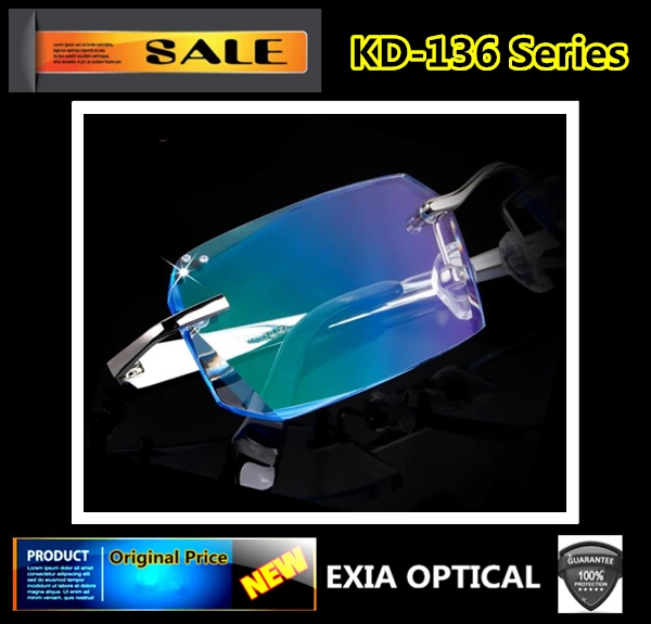 Optic Eyewear Men Rimless Alloy Frame Glasses RX Optical Lenses Tinted
