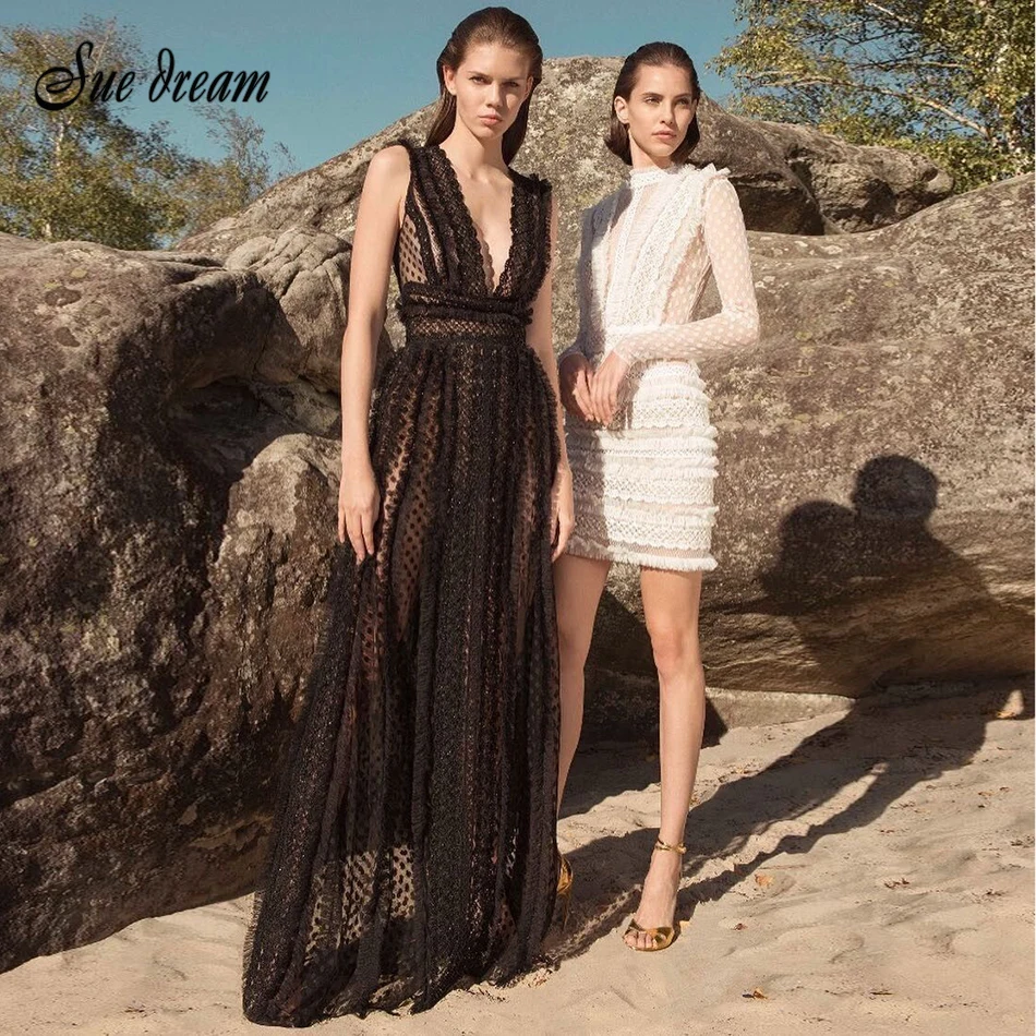 

2019 summer new women's fashion sexy lace tassel O-neck long-sleeved mini dress Bodycon white club party dress