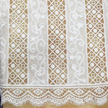 

Natural-white Cotton Cloth Hollow-out Embroidery Lace Fabric Handmade DIY Clothes Sewing Accessories Width 125cm 1Yard