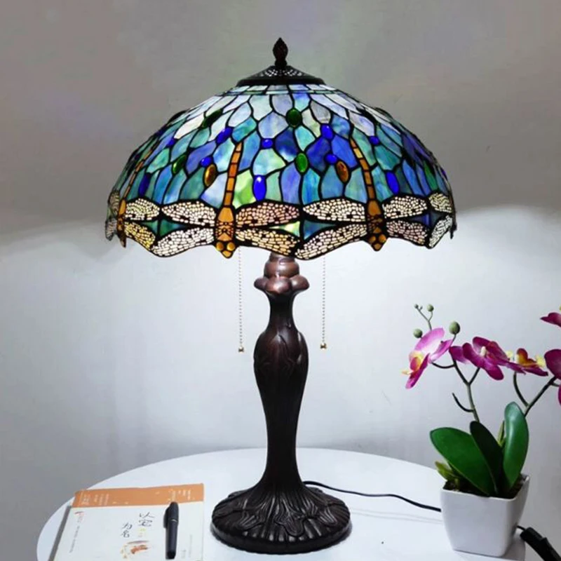 

40cm Tiffany Table Lamp E27 Dragonfly Style Bedroom Bedside Lamp Creative Fashion Retro Table Lamp