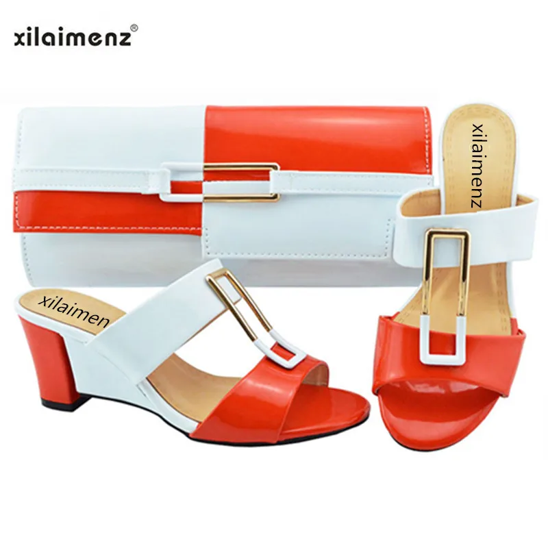 Магазин; коллекция 40% года; скидка; Новинка года; модная итальянская обувь с сумочкой в комплекте; цвет белый, разноцветный, оранжевый; модная женская обувь на танкетке