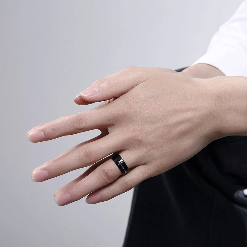 Cool Cross Ring For Men Black Stainless Steel Boy Ring Brushed Cross Male Rings Fashion Jewelry Free shipping