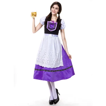 

Purple Long Women Oktoberfest Beer Maid Costume German Wench Girl Gretchen Costumes Fantasia Halloween Cosplay Dresses