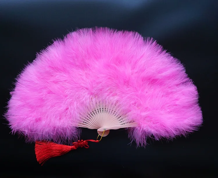 Factory Direct Sales White Ladies Holding Folded Turkey Feather Fan Wholesale Handmade For Belly Dance Wedding Decoration - Цвет: 4