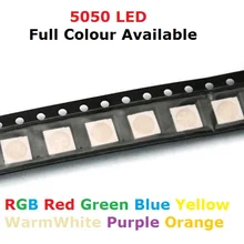 100 шт. SMD 5050 RGB чип светодиодный PLCC-6 smd5050 светодиодный триколор 60 мА DC 2 в красный зеленый синий светодиодный светильник светодиод лампы PCB SMT beads