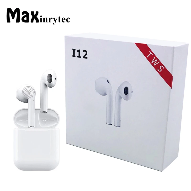 

Original i12 tws Bluetooth Earphone Wireless earphones Touch control Earbuds 3D Sound & Charging case for iPhone Android phone