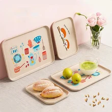 1piece Rectangle Eco-friendly Wheat fiber Plastic Fruit Food Serving Tray Teapot Cup Tableware Storage Holder Buffet Plate Board